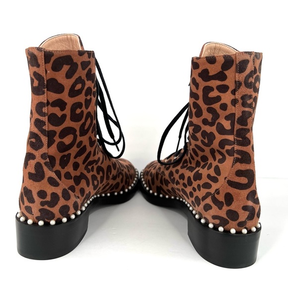 STUART WEITZMAN Sondra Leopard Cheetah Suede Leather Combat Boots US 6.5 - EU 37 - Picture 10 of 11